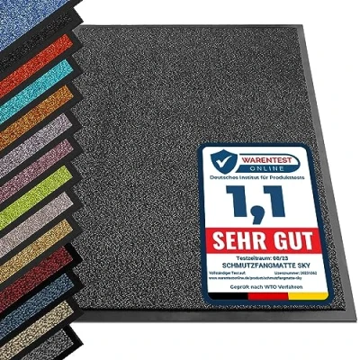 Afbeelding van etm® Schoonloopmat Voetmat in vele maten Deurmat voetveger voor binnen en buiten (antraciet zwart, 90x300 cm)
