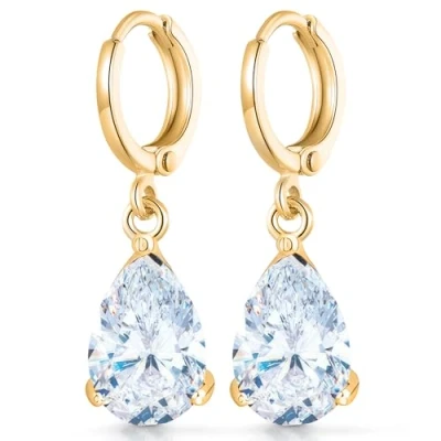 Afbeelding van Crystalline Azuria Oorbellen in druppelvorm, 18 karaat witgoud verguld met zirkonia kristal sieraden, voor dames en meisjes,