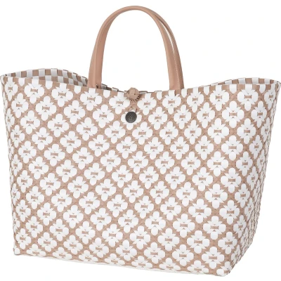 Afbeelding van Shopper Duurzame tas Boodschappentas Handtas Kantoortas Werktas Handed By Motif roze / wit