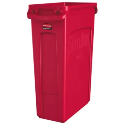 Afbeelding van Rubbermaid Slim Jim met luchtsleuven 60 liter rood