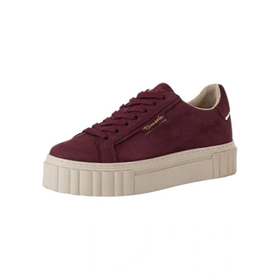 Afbeelding van Tamaris Sneakers laag, Dames, Maat: 41, Bordeaux Leer en imitatieleer