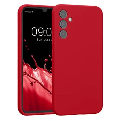Afbeelding van kwmobile telefoonhoesje geschikt voor Samsung Galaxy A34 5G TPU backcover met siliconen coating Smartphone case in klassiek rood