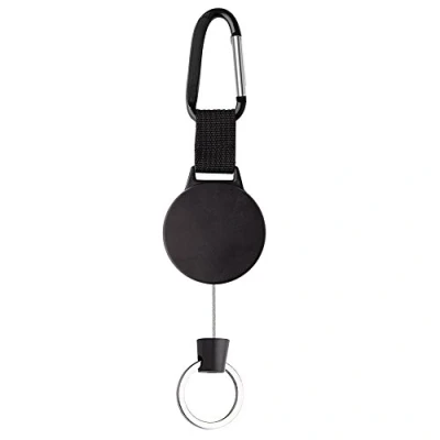 Afbeelding van KUUQA 10 stuks intrekbare sleutelhangers robuuste ID kaarthouder met stalen kabel van 100 cm/39 inch, zwart, zwart., ModernKlassiekHedendaagsCasual
