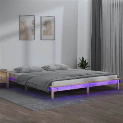 Afbeelding van Bedframe LED massief hout 160x200 cm