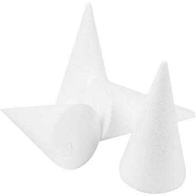 Afbeelding van Styropor kegels, h: 14,5 cm, d: 6 25 stuks, wit