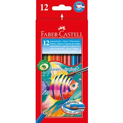 Afbeelding van aquarelpotlood Faber Castell etui a 12 stuks penseel