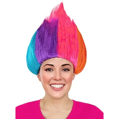 Afbeelding van FUNIDELIA Regenboogpruik Trollen voor vrouwen en mannen