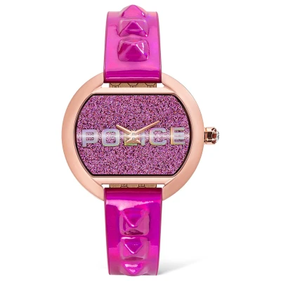 Afbeelding van Politie Multicolor Leren Horloge met Roze Wijzerplaat 36MM