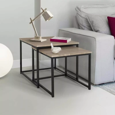 Image de Lot de 2 tables basses gigognes DETROIT 40/45 design industriel