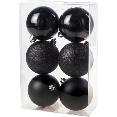 Afbeelding van Cosy @Home Kerstballen Zwart ø 8 cm 6 Stuks
