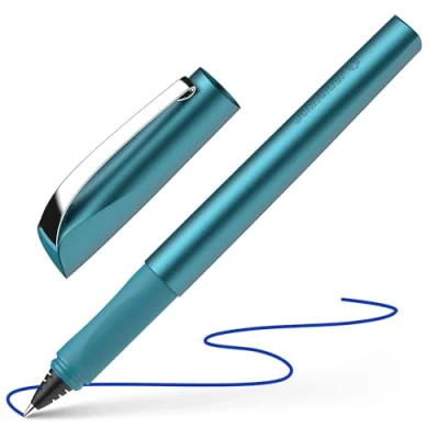 Image de Schneider Ceod Shiny 186257 Stylo roller pour droitiers et gauchers, épaisseur de trait M, avec cartouche d&#039;encre bleu roi, sarcelle