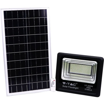 Afbeelding van V TAC VT 200W Zwarte Solar schijnwerpers 40W IP65 3100 Lumen 4000K