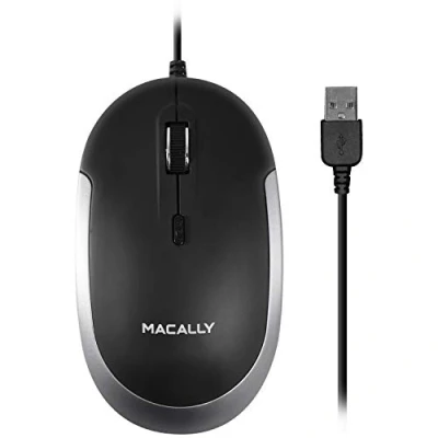 Afbeelding van Macally DYNAMOUSE SG Optische bedrade USB A muis met een stille klik Zwart/Grijs