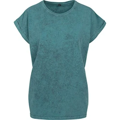 Afbeelding van Build Your Brand Dames T shirt Acid Washed Extended Shoulder