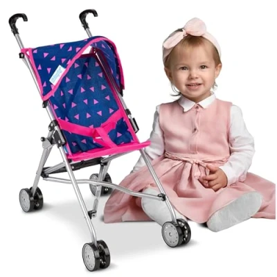 Afbeelding van Kinderplay KP0290T Kinderwagen, poppenwagen, kinderwagen met licht, stabiel design, hoogte tot handgreep 54 cm, model