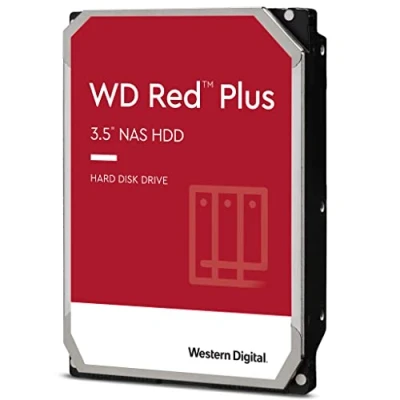 Afbeelding van WD Red Plus interne harde schijf NAS 3,5 inch 8 TB klasse 5640 TR/Min, SATA 6 GB/s, CMR, 128 MB cache