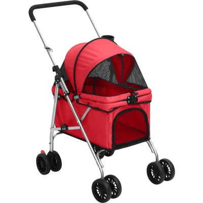 Afbeelding van vidaXL Hondenwagen inklapbaar 76x50x100 cm oxford stof rood