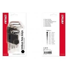 Afbeelding van AMiO 01041 Haakse schroevendraaierset T10,T15,T20,T25,T27, T30,T40,T45,T50 Chroom vanadium staal 9