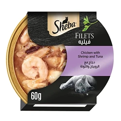 Afbeelding van Sheba Fijne Filets 16 x 60 g Kattenvoer Kip met garnalen
