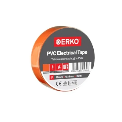 Afbeelding van ERKO Pvc isolatietape 19 mm x 20 m Reparatie van elektrische kabels Zeer flexibel met sterke hechting Chemicaliënbestendig, oranje, polyvinylchloride