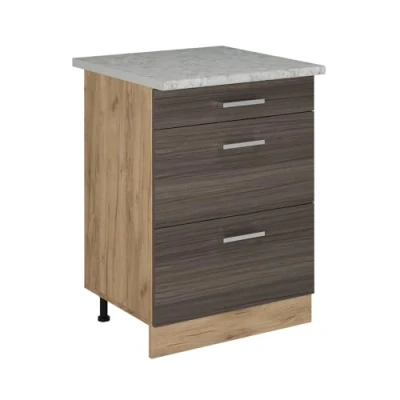 Afbeelding van Vicco Keukenonderkast R Line, Edel grijs/Krachtige eik goud, 60 cm WB Marmer