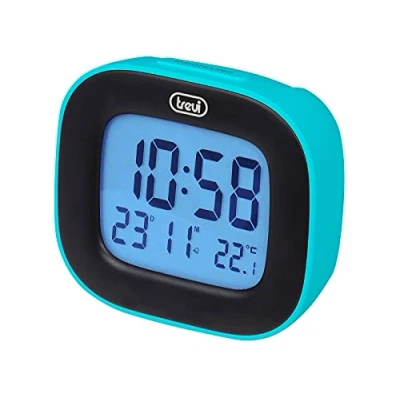 Afbeelding van Trevi SLD 3875 Digitale klok met lcd display, wekker, thermometer, kalender en sluimerfunctie, turquoise