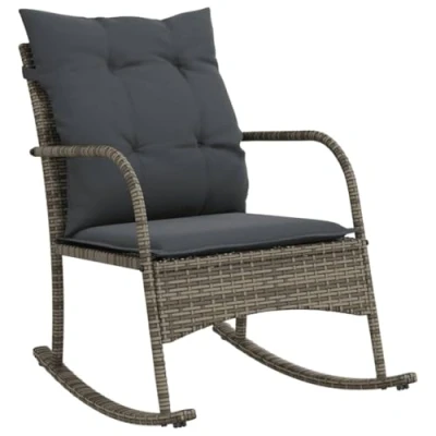 Afbeelding van Tuinschommelstoel met kussens poly rattan grijs