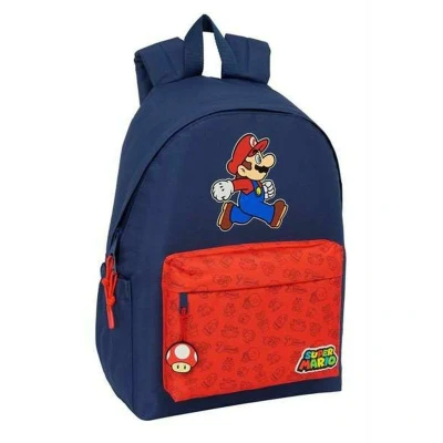 Afbeelding van SUPER MARIO TRICK Sac à dos pour ordinateur portable 14,1&quot;, idéal les jeunes de différents âges, confortable et polyvalent, qualité résistance, 31 x 13 43 cm, Bleu foncé/rouge, M,