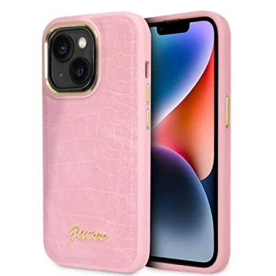 Image de Guess Coque arrière en cuir PU pour iPhone 14 Plus rose