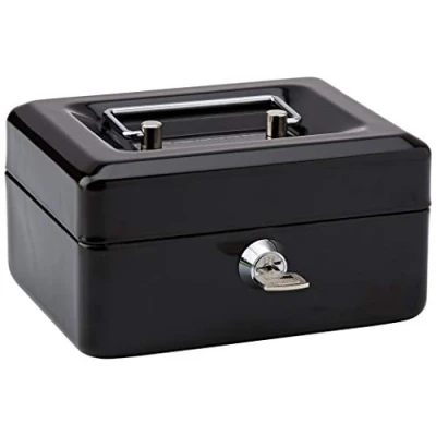 Image de Rapesco SB0006B1 Caisse à Monnaie en Métal avec Serrure, 3 Clés et Plateau Amovible, Taille 15 cm, Noir
