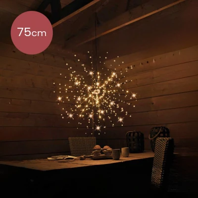 Afbeelding van Poolster koper met 144 micro LED lampjes super warm wit Ø 75CM