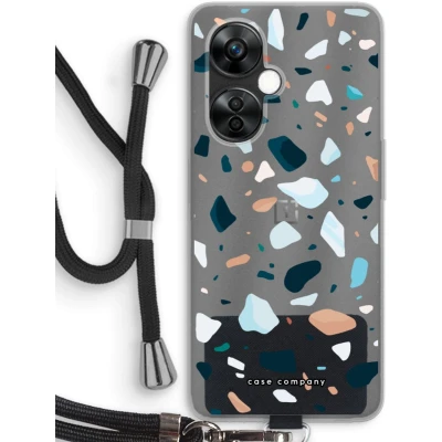 Afbeelding van Case Company® hoesje met Koord geschikt voor OnePlus Nord CE 3 Lite Terrazzo N13 Telefoonhoesje Zwart Bescherming aan alle Kanten en Over de Schermrand