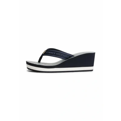 Afbeelding van Tommy Hilfiger LOGO Webbing Teensandalen, Dames, Maat: 39, Space blue Polyester
