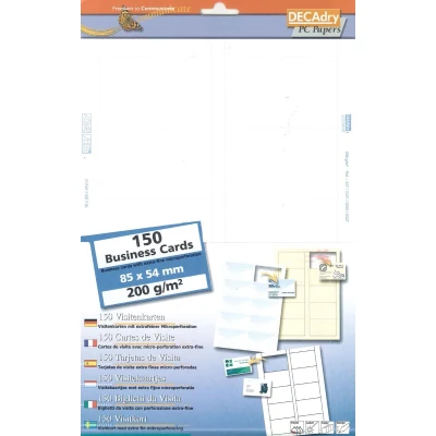Afbeelding van Decadry visitekaarten MicroLine ft 85 x 54 mm, 200 g/m², 150 kaartjes