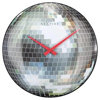 Afbeelding van Nextime Ne 3293 Stille Wandklok 35Cm Discobal Koepelvormig Glas &quot;Disco Ball&quot;