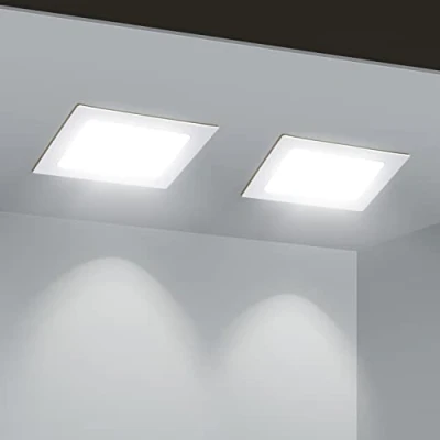 Afbeelding van Aigostar led inbouwlamp, 12 W komt overeen met 94 W, 6500 K, koud wit licht, wit, inbouwspot voor binnen, patrijspoort, 140 150 mm, 2 stuks