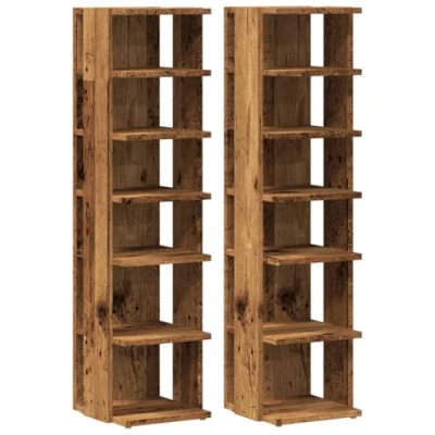 Afbeelding van Schoenenkasten 2 st 28x27x102 cm bewerkt hout oud houtkleurig