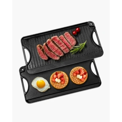 Image de VEVOR plaque de cuisson en fonte gril réversible portable 492x218 mm noir