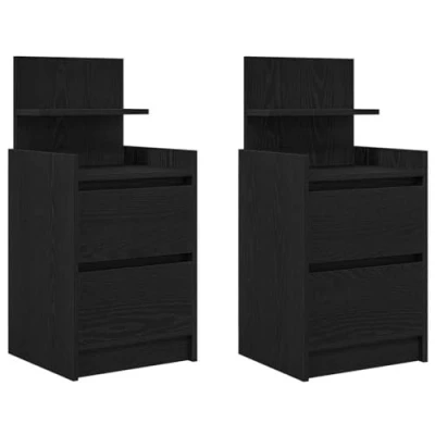 Afbeelding van vidaXL Nachtkastjes met 2 lades st 38x34x80 cm zwart