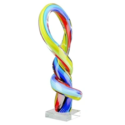 Afbeelding van GILDE Glaskunst, sculptuur in strikvorm, op hoogwaardige glazen sokkel, handgemaakt, decoratie, figuur voor binnen