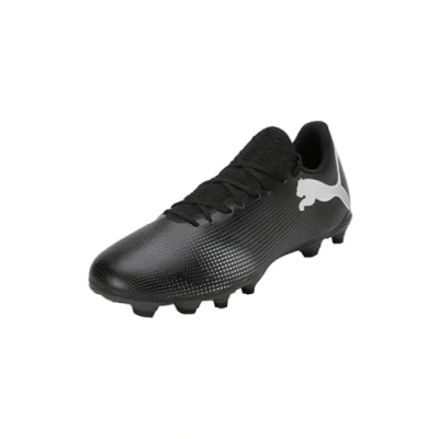 Afbeelding van Puma Future 7 PLAY FG/AG Voetbalschoenen met kunststof noppen, Heren, Maat: 40.5, Black/white Kunststof/ textiel