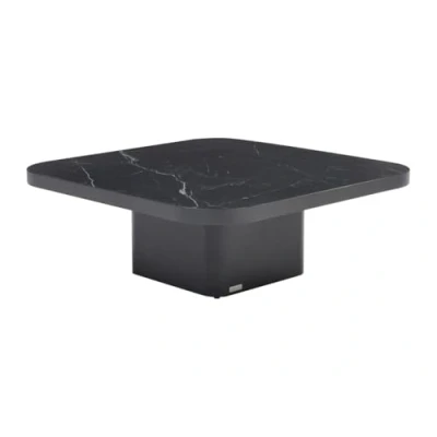 Afbeelding van Vente unique Salontafel van keramiek, glas en metaal Zwart marmereffect NALESIA Maison Céphy L 90 cm x H 33 D