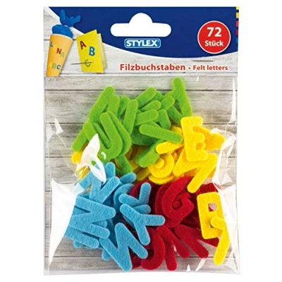 Afbeelding van Stylex 46458 letters van vilt met het complete ABC 72 stuks ideaal voor knutselen, tafeldecoratie en terug naar school