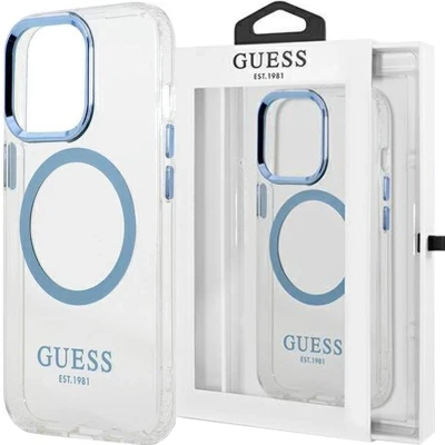 Afbeelding van Guess Translucent Back Case (MagSafe Compatible) Geschikt voor Apple iPhone 14 Pro (6.1&quot;) Blauw