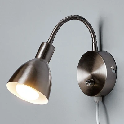 Afbeelding van Lindby wandlamp met dimmer 1licht metaal H: 42 cm E14 mat nikkel