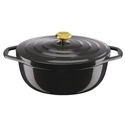 Afbeelding van Tefal Gietijzeren stoofpan ovaal 30 x 23 cm (5,7 l), inductie, keramische coating, condensatiedeksel, warmteopslag, langzaam koken, licht, lucht, grijs E2558904