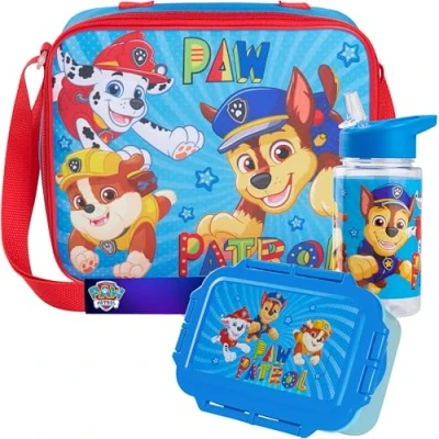 Afbeelding van Get Trend Paw Patrol Set van 3 lunchtassen en lunchbox voor kinderen, Chase Rubble Skye schoolbenodigdheden, BPA vrij, lekvrij, Patrol, blauw