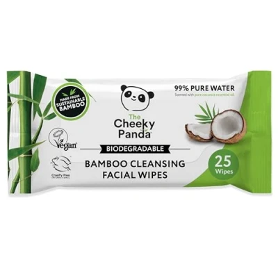 Afbeelding van The Cheeky Panda Gezichtsdoekjes met kokosnootgeur Set van 25 doekjes Make up remover, hypoallergeen, milieuvriendelijk, superzacht, huidvriendelijk en duurzaam