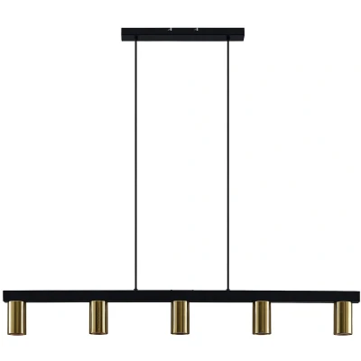 Afbeelding van Lindby hanglamp 5lichts staal H: 10.5 cm GU10 messing, zwart