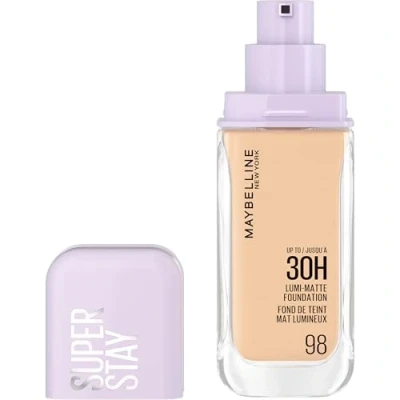 Image de Maybelline New York 30H Lumi Matte Foundation Look ultra frais longue durée avec finition mate Fond de teint constructible et réfléchissant la lumière Couleur : 98 très clair Chaud Superstay